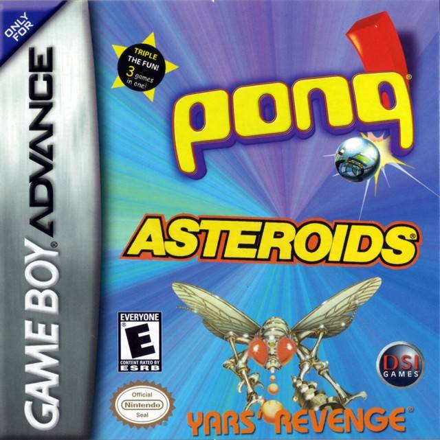 The coverart image of Pong, Asteroids, Yar's Revenge